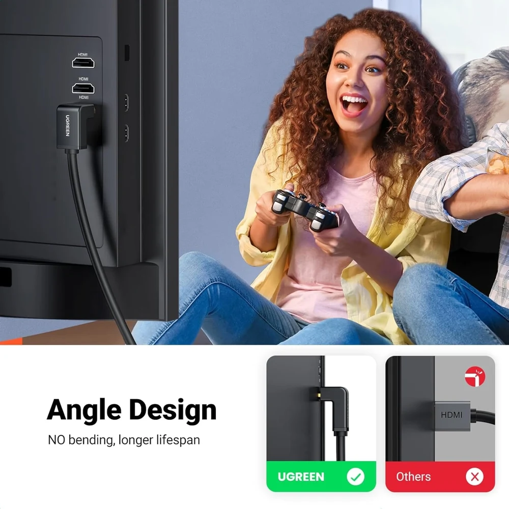 يوجرين HD103 كابل HDMI بزاوية 90 درجة – 2 متر