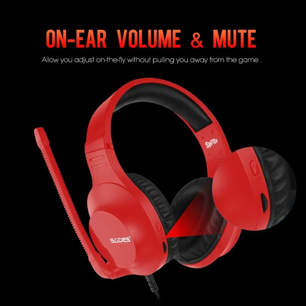 SADES Spirits SA-721 Wired Gaming Headphone - Red - Open Sealed