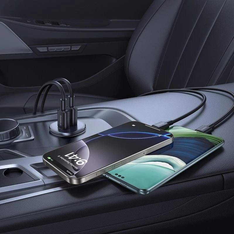 باسيوس جو تريب DP1 شاحن سيارة 30 واط (2× USB-C) - أسود