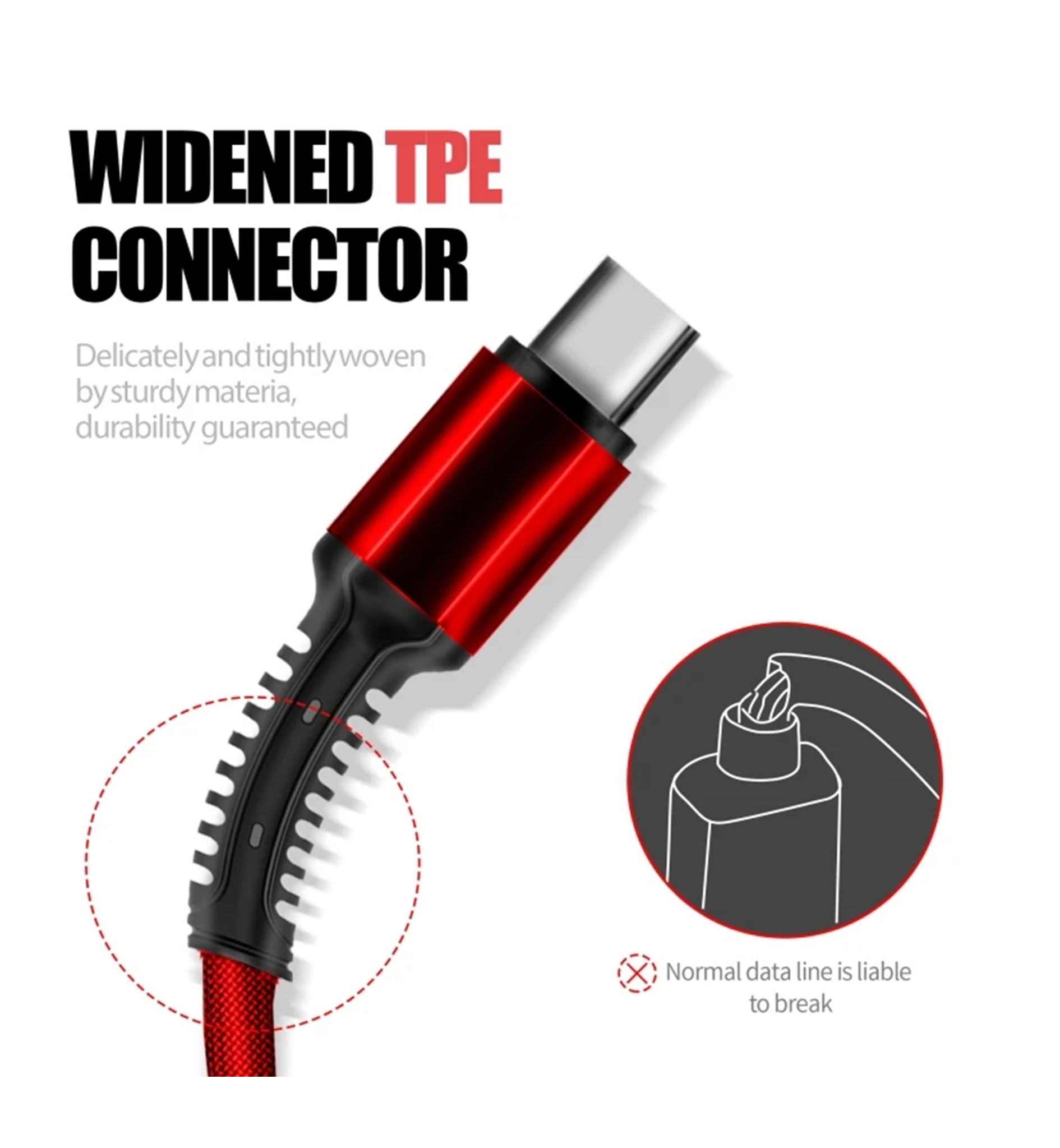 LDNIO LC93 Fast Charging 3in1 Cable 1.2M - Red