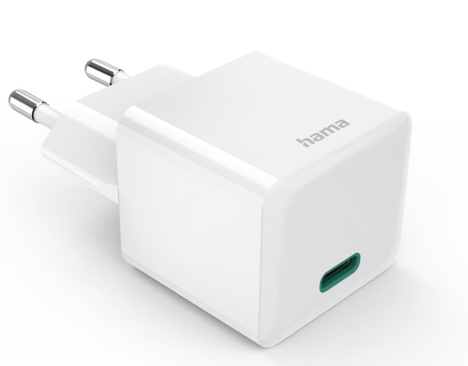 شاحن حائط هاما GaN ميني USB-C بقدرة 30 واط مع PD – أبيض