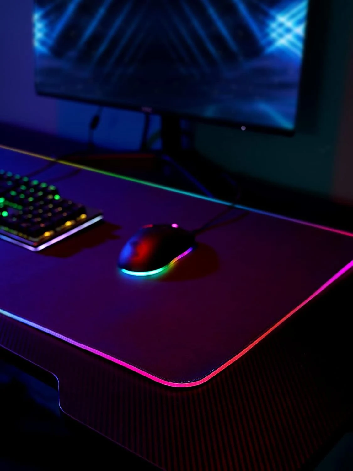 Gaming Mouse Pad RGB Multicolor 40*90CM - Black