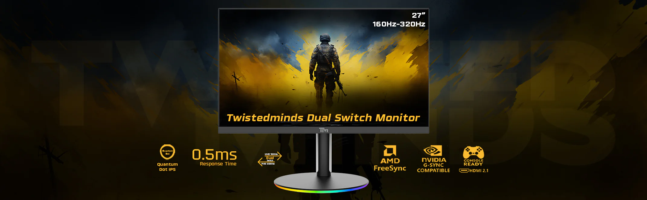 توستد مايندز – 27 بوصة 4K بتردد 160–320 هرتز IPS - شاشة جيمينج