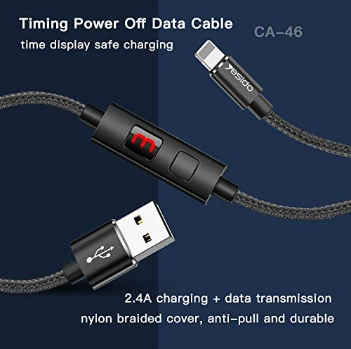 Yesido CA46 USB to Lighting Timing Cut-Off With Displayed 1.2M