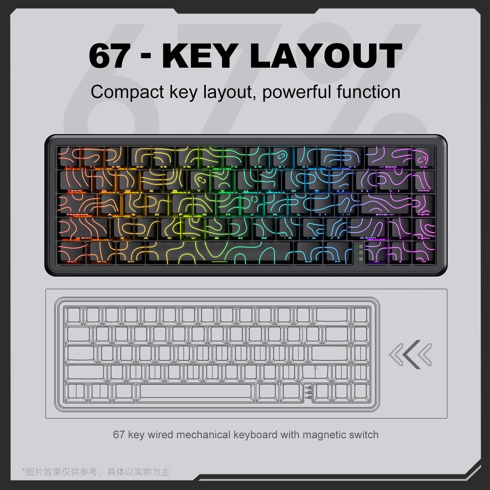 ONIKUMA G67 RGB Wired Hall-Effect Magnetic Gaming Keyboard - Black