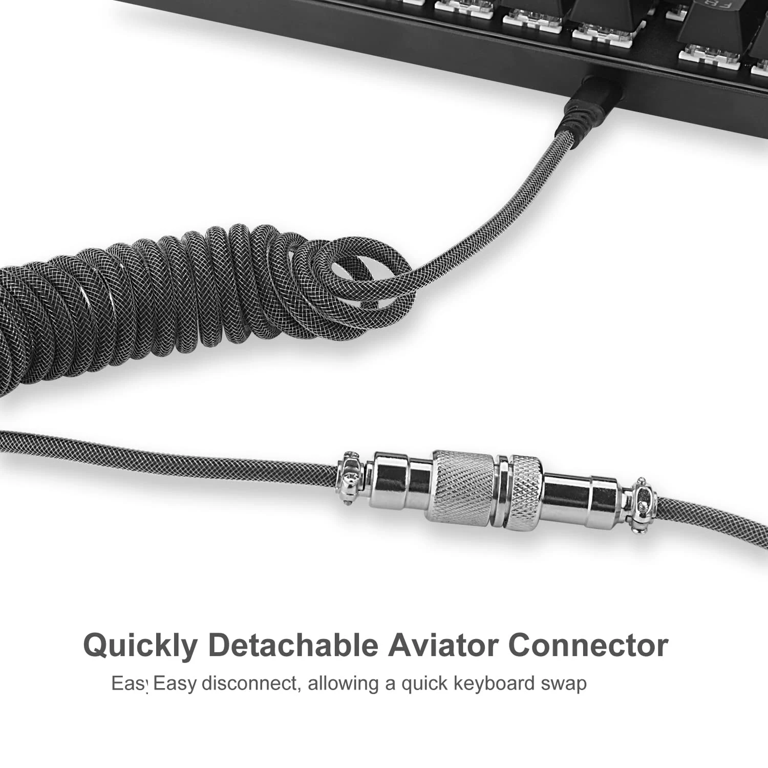 Redragon A115B Type C USB Coiled Spring Cable - 1.6M - Black
