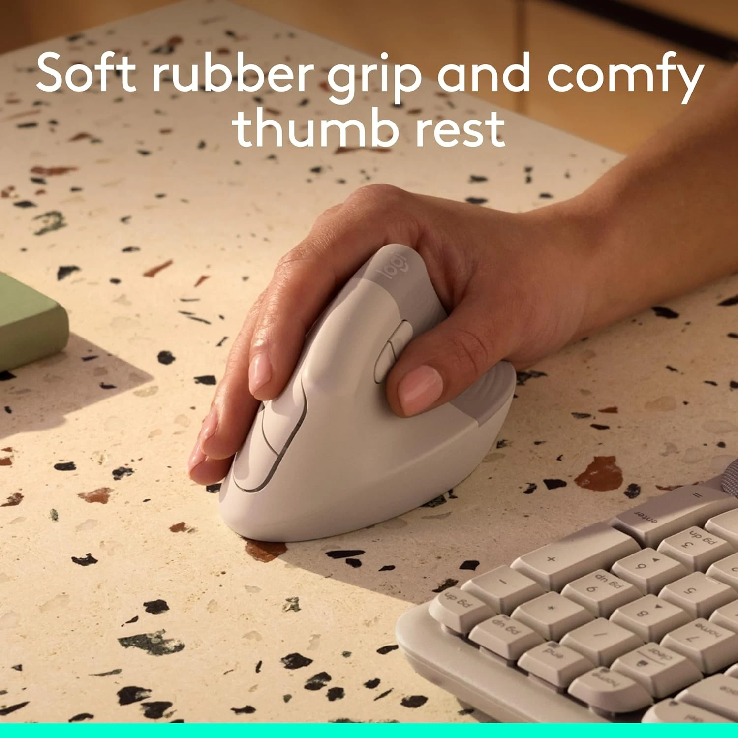 Logitech Lift Vertical Ergonomic Wireless Mouse - Sand