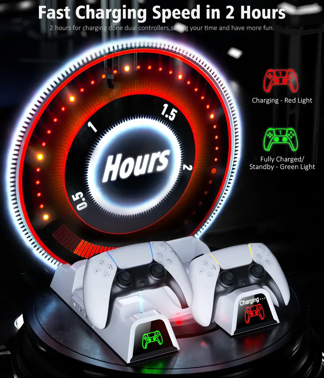 OIVO PS5 Charging Dock Stand with Cooling Fan - Black
