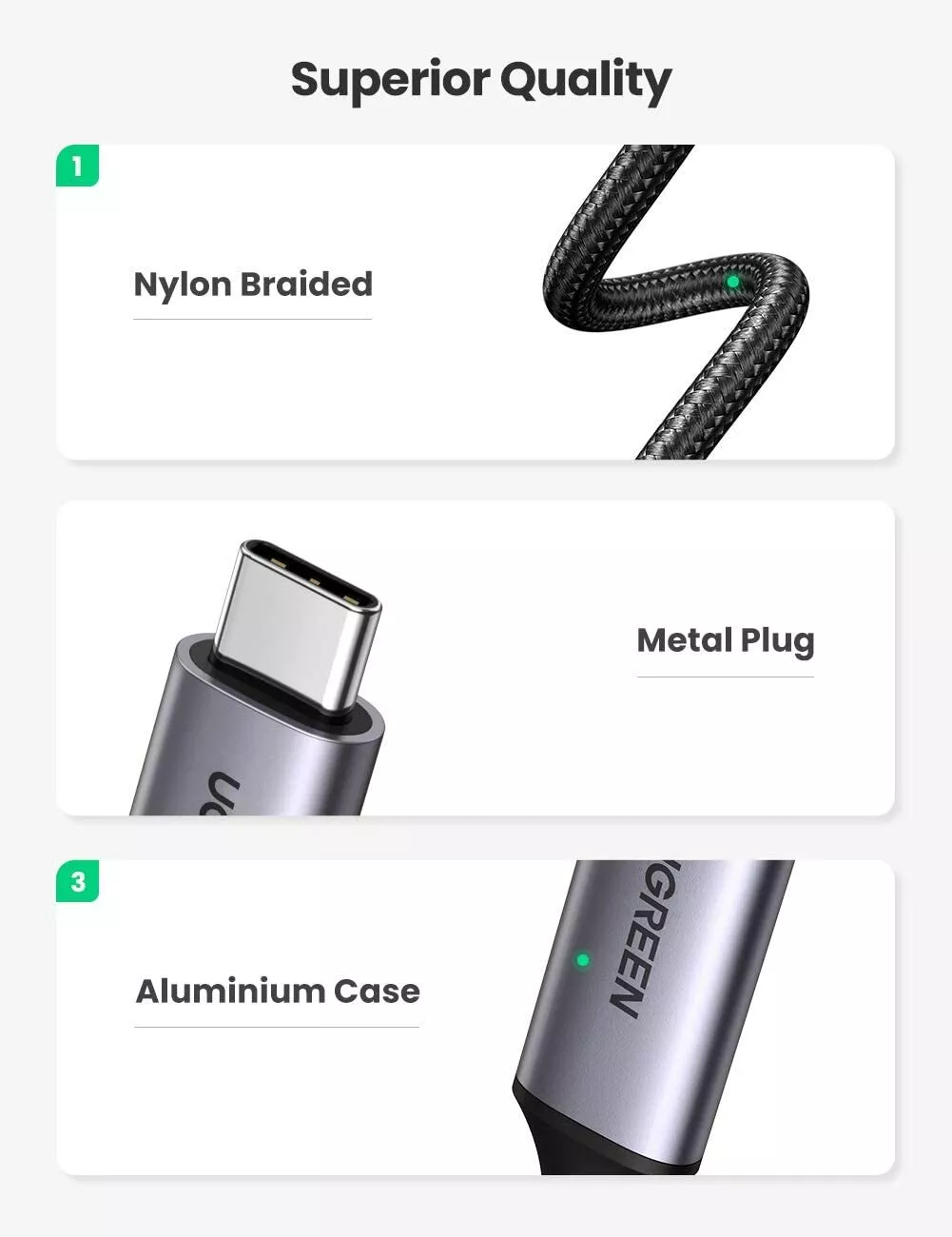 يوجرين MM142 كابل USB-C إلى HDMI بدقة 4K 60Hz – طول 1.5متر