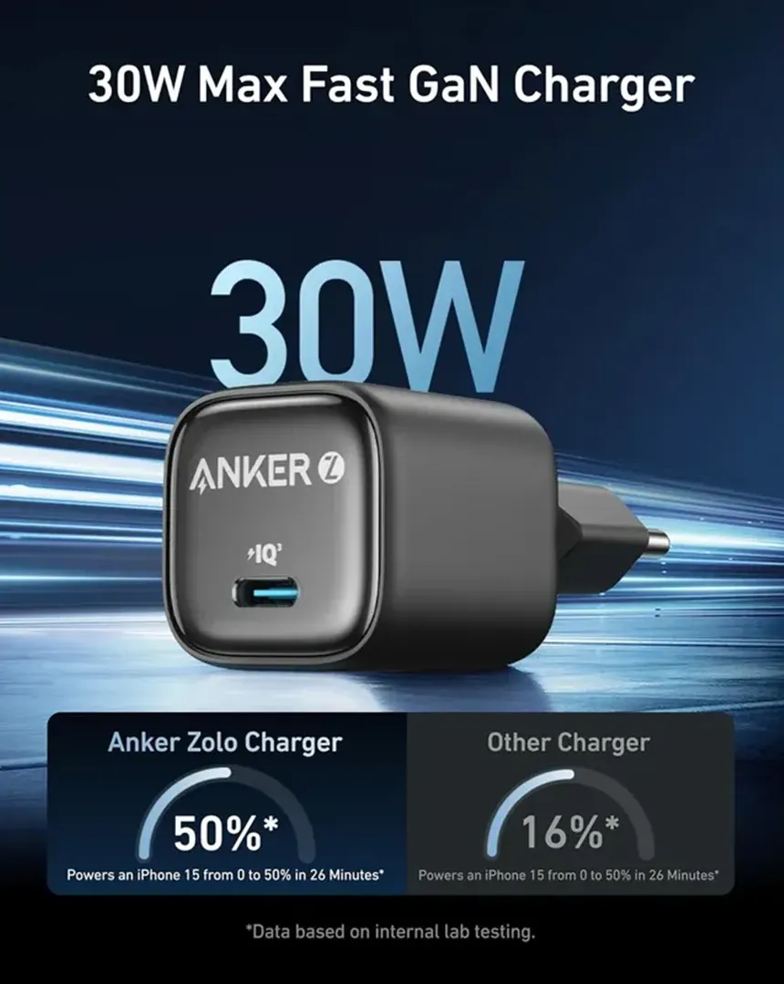 Anker Zolo Wall Charger Type-C - 30W - Black