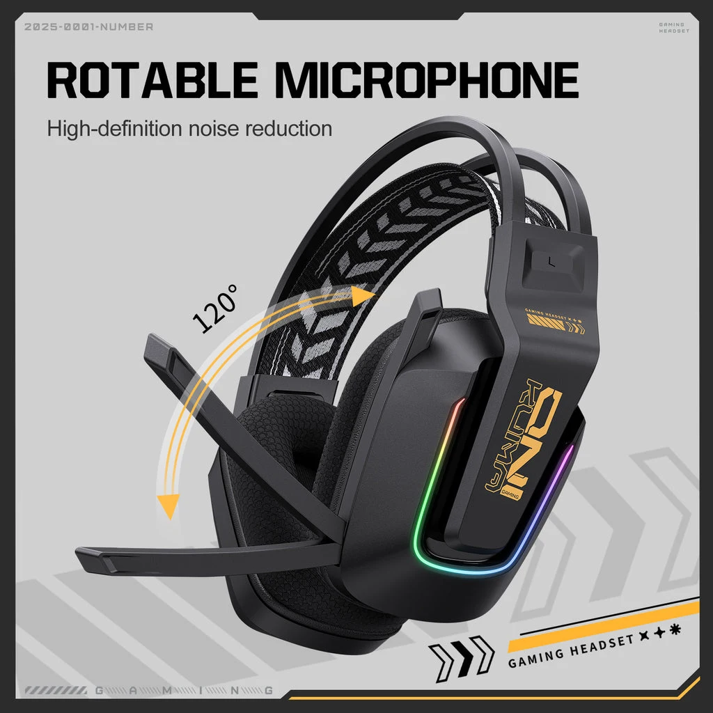 ONIKUMA GT828 RGB Multi-Mode Gaming Headset - Black