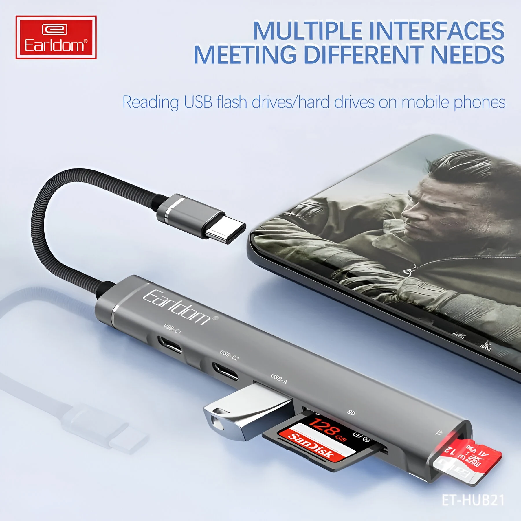 Earldom ET-HUB21 5-in-1 USB Type-C Hub - Open Sealed