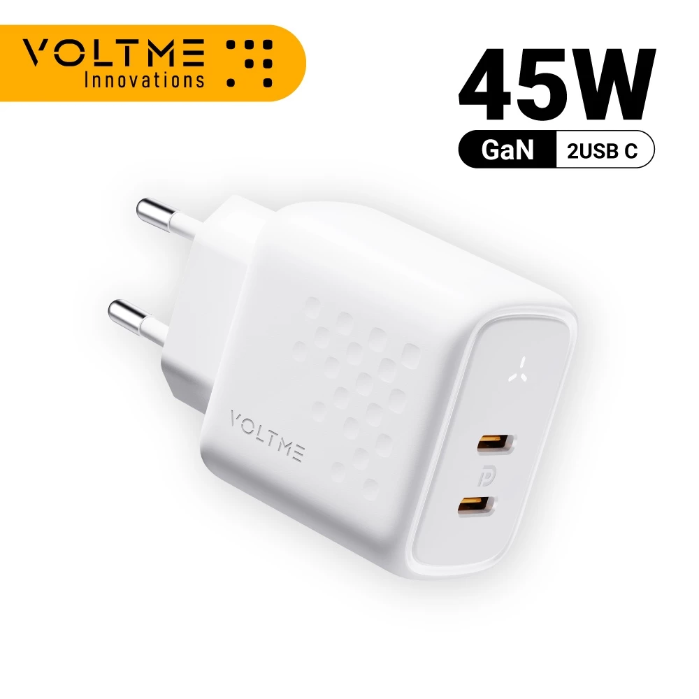 فولتمي ريفو 45W ديو CC شاحن جداري GaN أبيض