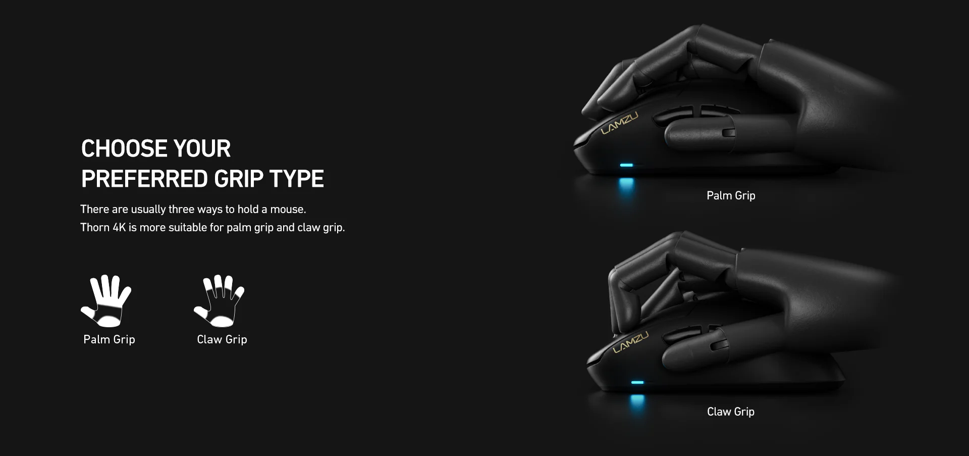 Lamzu Thorn 4K - Wireless Gaming Mouse - Black