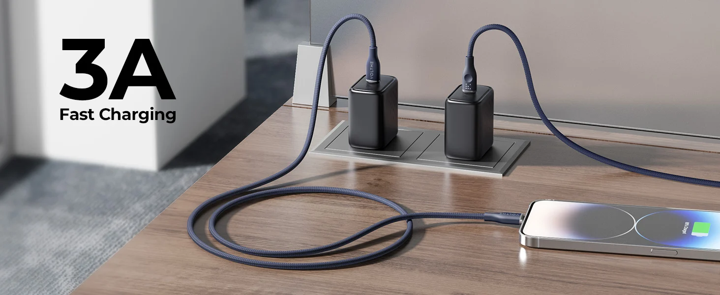 فولتمي باور لينك راج كابل USB-C إلى Lightning 3A بطول 1.2 متر - أزرق