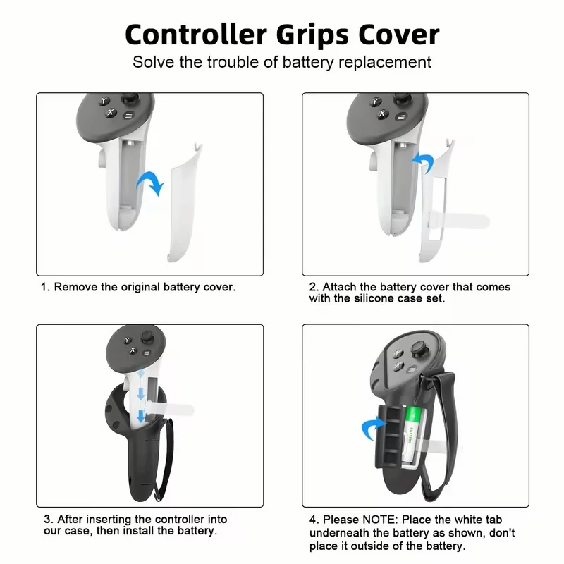 Black controller grip covers for Meta Quest 3 controllers