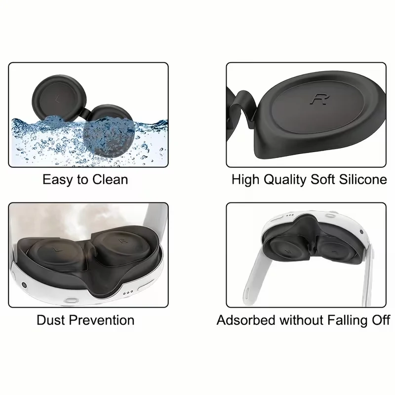 Black lens cover and camera tempered glass protector for Meta Quest 3