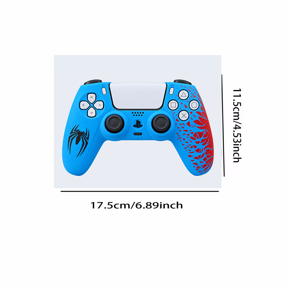 Blue and red spider-inspired silicone cover for PS5 DualSense