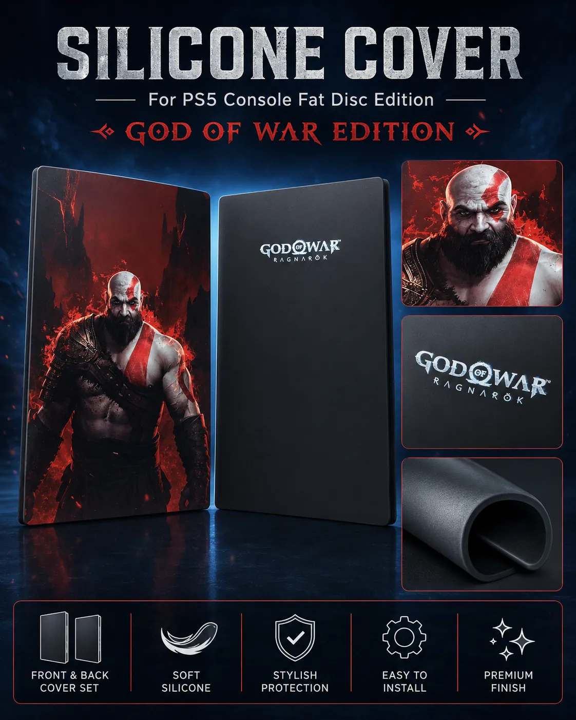 PS5 Fat Disc Edition God of War Silicone Console Cover