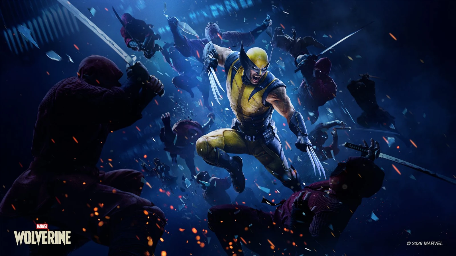 Wolverine يرتدي زيه الأصفر والأسود ويمد مخالب adamantium