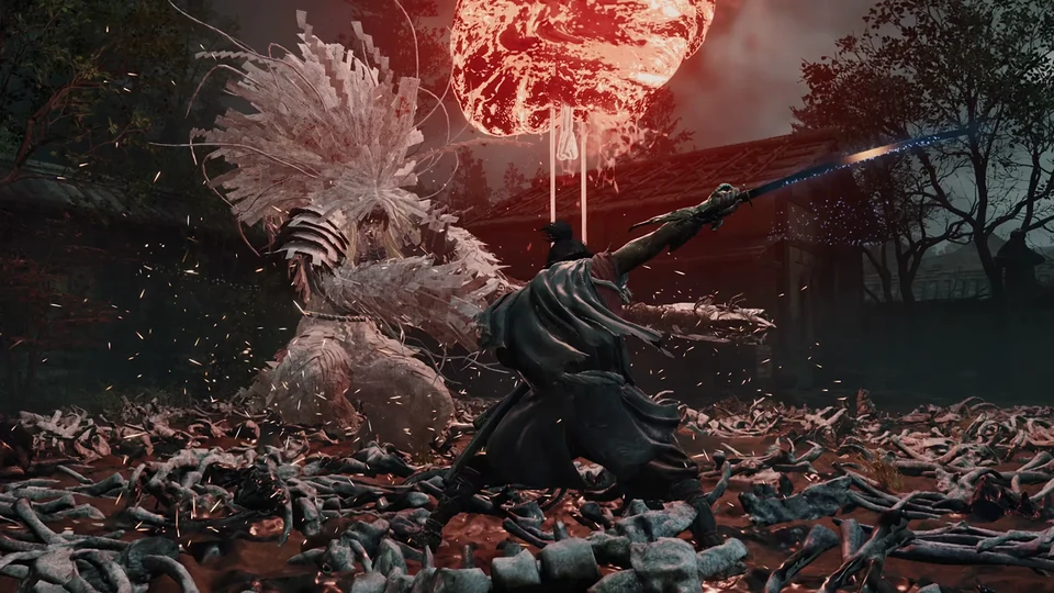 Miyamoto Musashi fighting an enemy with his sword