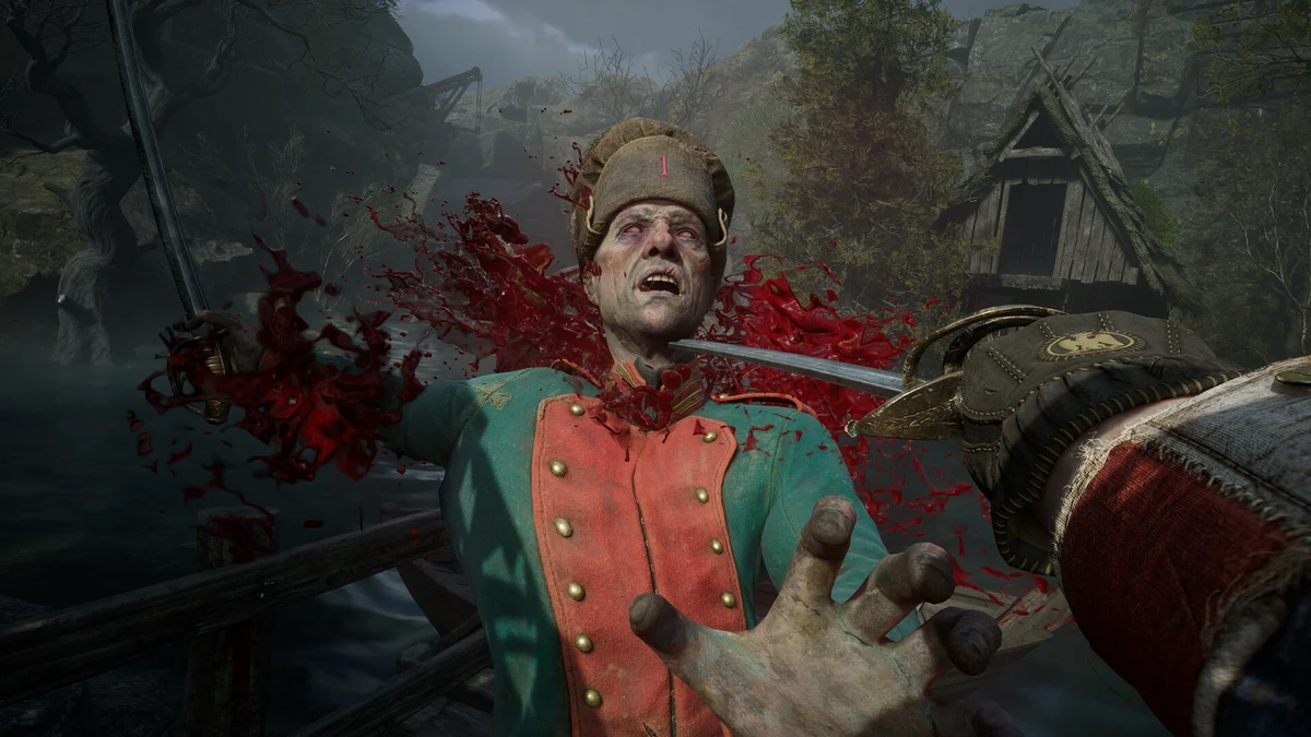 A captain standing among fallen soldiers on a battlefield