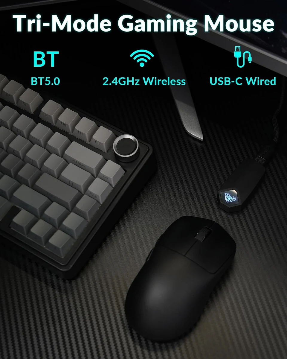 AULA SC800 Black mouse with its 2.4GHz wireless receiver