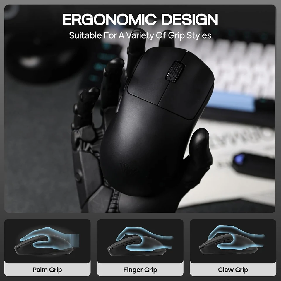 Underside of the AULA SC800 gaming mouse showing the optical sensor