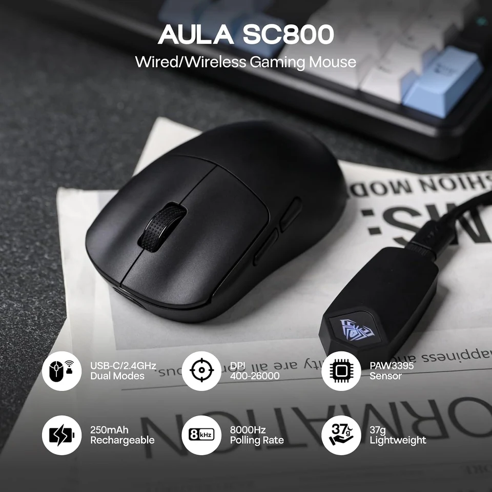 Close-up of the AULA SC800 USB-C connection port