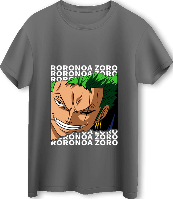 تي شيرت Roronoa Zoro LOOM كبير الحجم من سلسلة الرسوم المتحركة One Piece - رمادي  للبيع في مصر من خلال Games2Egypt