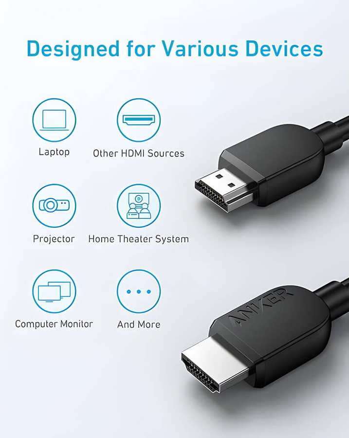 كابل HDMI انكر 8K@60 هرتز 6ft الترا اتش دي 4K@120 هرتز HDMI إلى HDMI - أسود – صورة 6