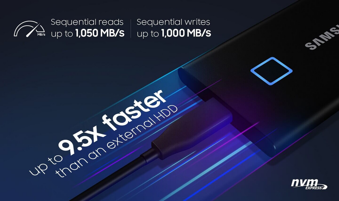 وحدة تخزين  SSD T7 Touch خارجية من سامسونج - سوداء - 2 تيرا  للبيع في مصر من خلال Games2Egypt
