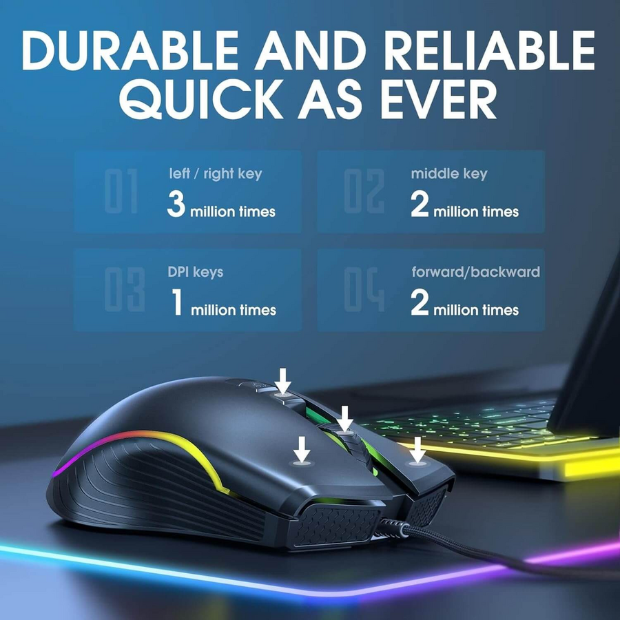 Onikuma CW908 Wired Gaming Mouse - Black – image 5