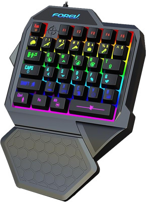 Forev F6 Single Handed Rainbow Wired Gaming Keybaord - Black