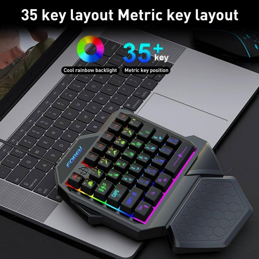 Forev F6 Single Handed Rainbow Wired Gaming Keybaord - Black – image 4