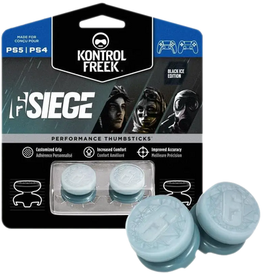 Six (6) Siege Analog Freek and Grips for PS5 and PS4- Blue (Black Ice)