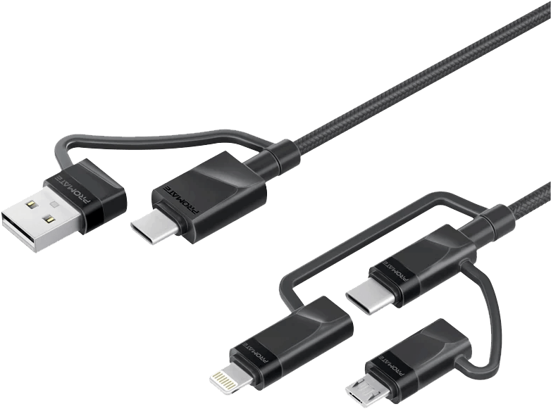 Promate PENTAPOWER 6-in-1 Cable 60W TYPE-A/C to Micro/TYPE-C/Lightning (1.2m)  for sale in Egypt from Games2Egypt