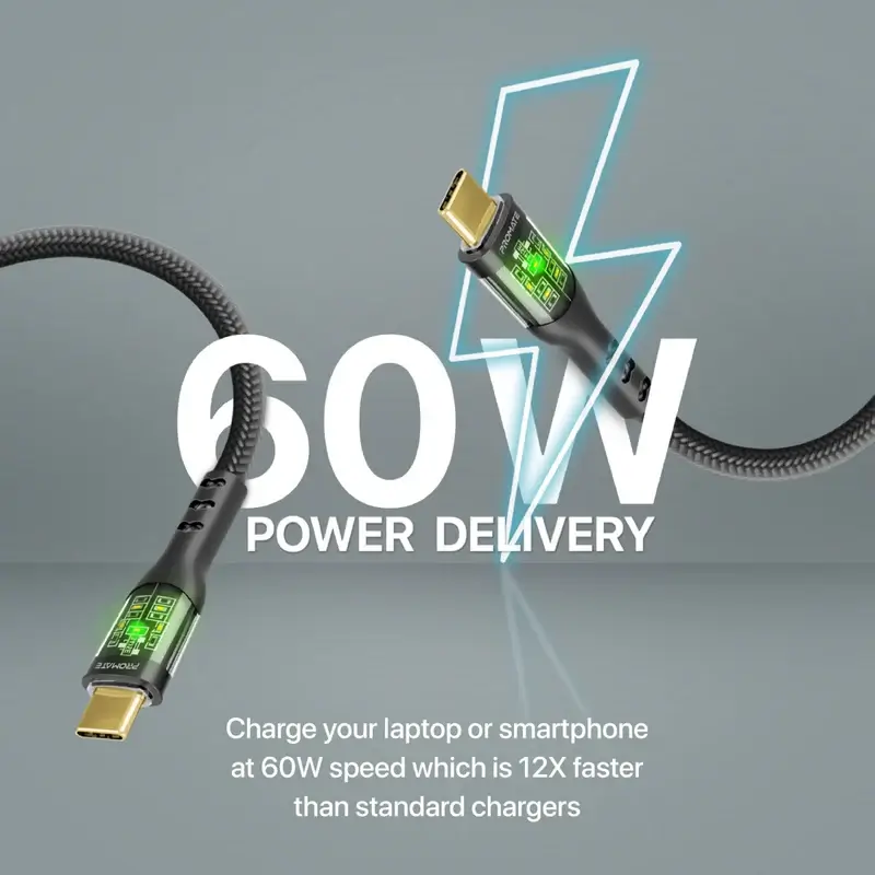 Promate TRANSLINE-CC 60W Ultra-Fast Type-C Cable (1.2m) – image 6