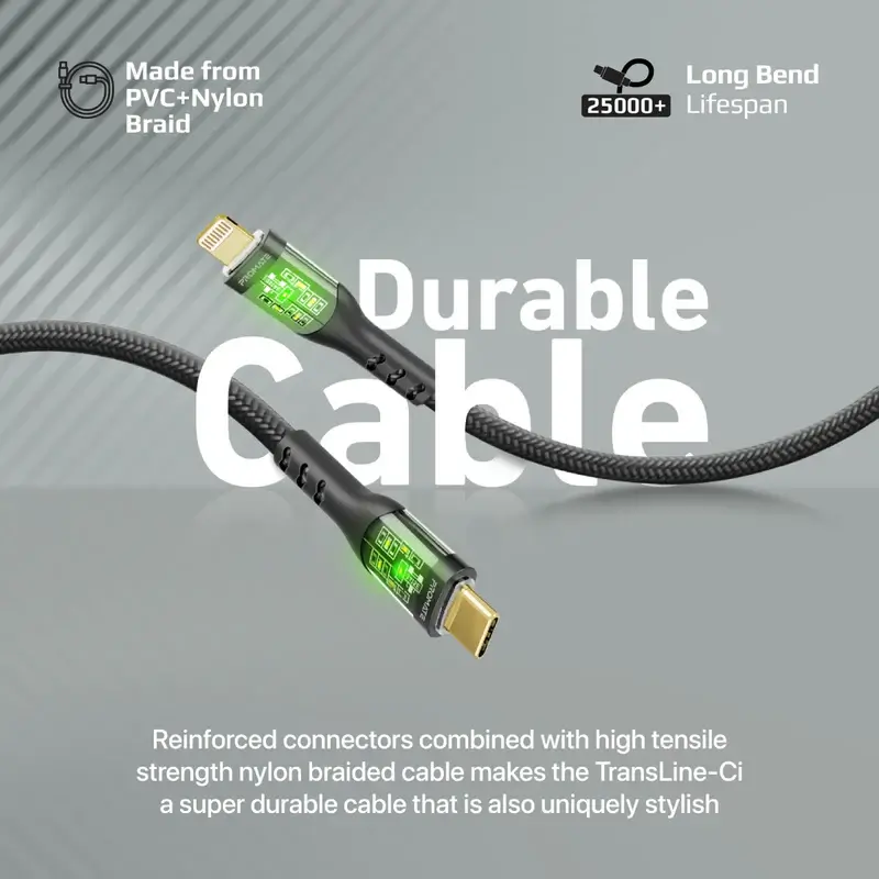 Promate TRANSLINE-CI 27W Ultra-Fast Type-C to Lightning Cable (1.2m) – image 3