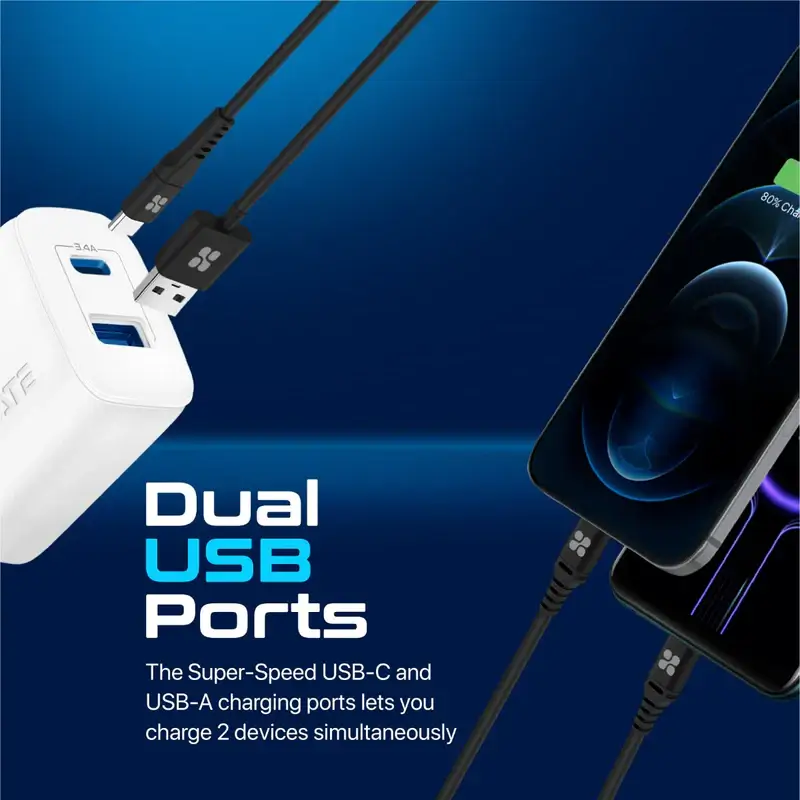 Promate BiPlug-2 Wall Charger 17W - White – image 2