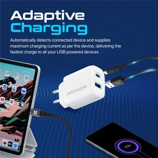 Promate BiPlug-2 Wall Charger 17W - White  for sale in Egypt from Games2Egypt