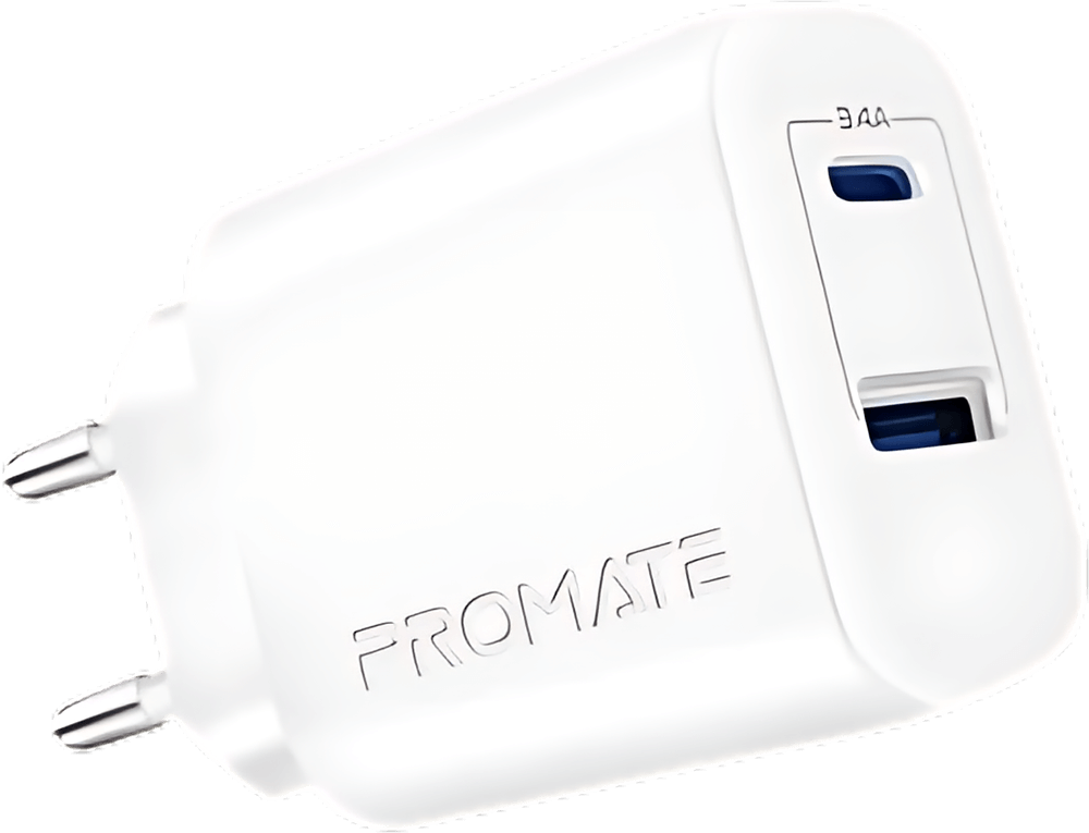 Promate BiPlug-2 Wall Charger 17W - White