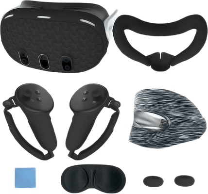 VR Full Set Silicone Cover (7 Pieces) For Meta/Oculus Quest 3 - Black