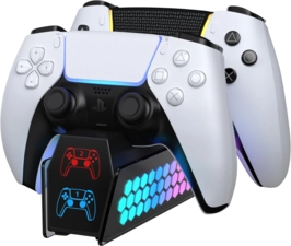 DOBE Dual Charging Dock for PS5 Controllers - RGB -  for sale in Egypt from Games2Egypt