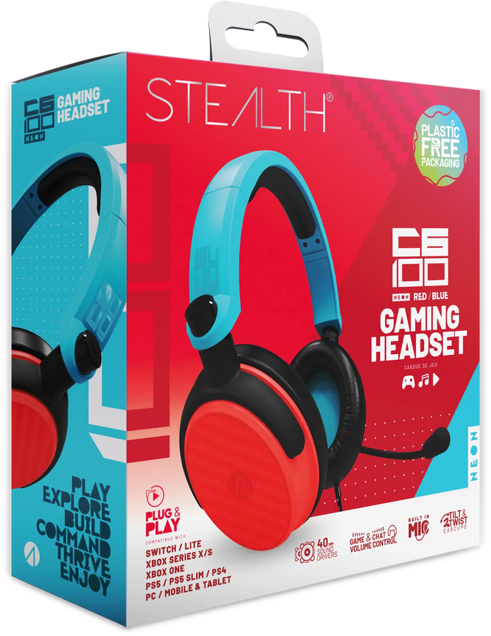 STEALTH C6-100 Wired Gaming headset -Neon Blue & Red – image 2