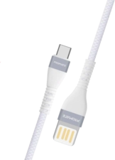 Promate Reversible Cable Zinc Alloy Anti-Break TPE with Braiding Effect - White -  for sale in Egypt from Games2Egypt