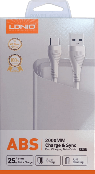 كابل LS622 USB من النوع A إلى C بطول 2 متر للشحن السريع ونقل البيانات من Ldnio  للبيع في مصر من خلال Games2Egypt