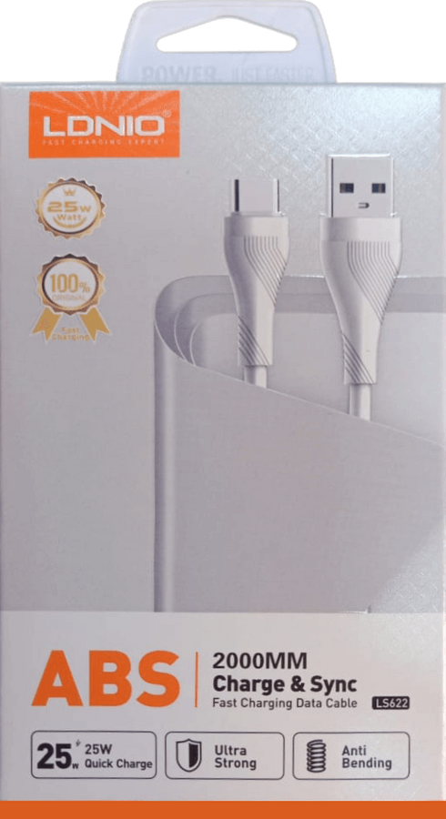 كابل LS622 USB من النوع A إلى C بطول 2 متر للشحن السريع ونقل البيانات من Ldnio – صورة 2