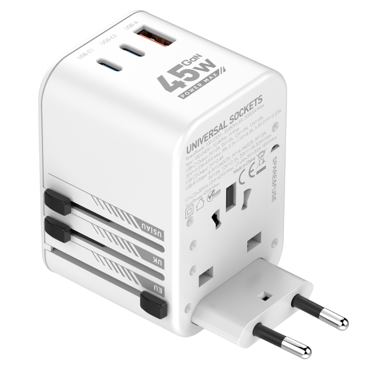 LDNIO Z8 GaN Universal Travel Adapter 45W 3 USB Ports – image 3