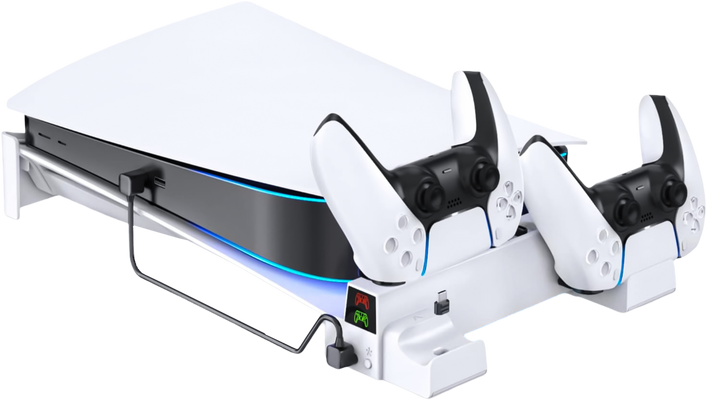 Oivo PS5 Horizontal Stand with 3-Level Cooling Fan and Controller Charger for PS5